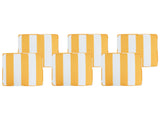 Set of 6 Outdoor Seat Pad Cushions Yellow and White Geometric Striped Pattern String Tied Zip Fastener UV Resistant  Beliani