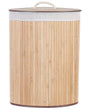 Storage Basket Light Wood Bamboo with Lid Laundry Bin Boho Practical Accessories Beliani