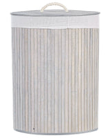 Storage Basket Light Grey Bamboo with Lid Laundry Bin Boho Practical Accessories Beliani