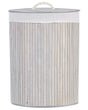 Storage Basket Light Grey Bamboo with Lid Laundry Bin Boho Practical Accessories Beliani