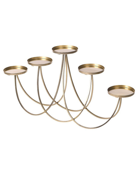 Metal Candle Holder Gold 5 Candles Glamour Modern Candelabra  Beliani