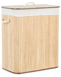 Basket with Lid Light Wood Bamboo Laundry Hamper 2-Compartments with Rope Handles  Beliani