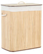 Basket with Lid Light Wood Bamboo Laundry Hamper 2-Compartments with Rope Handles  Beliani