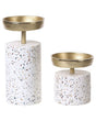 Candle Holder Gold Aluminum Terrazzo Glamour Accent Piece Decoration Table Centrepiece  Beliani