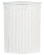 Corner Basket with Zippered Lid White Bamboo Wood Laundry Hamper 2-Compartments with Rope Handles  Beliani