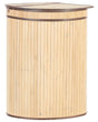 Corner Basket with Zippered Lid Light Wood Bamboo Wood Laundry Hamper 2-Compartments with Rope Handles  Beliani