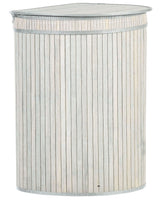 Corner Basket with Zippered Lid Grey Bamboo Wood Laundry Hamper 2-Compartments with Rope Handles  Beliani