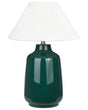 Table Lamp Dark Green Ceramic Base Fabric Shade Ambient Lighting Bedside Table Lamp Beliani