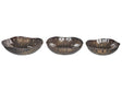 Set of 3 Decorative Bowls Brass Metal Distressed Finish Round Accent Bowl Design Beliani