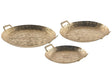 Set of 3 Decorative Trays Gold Metal  Trinket Jewellery Round Dish Textured Glamour Home Accessory Beliani