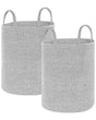 Set of 2 Storage Baskets Grey Cotton Handmade with Handles Solid Colour Laundry Hamper Fabric Bin Beliani