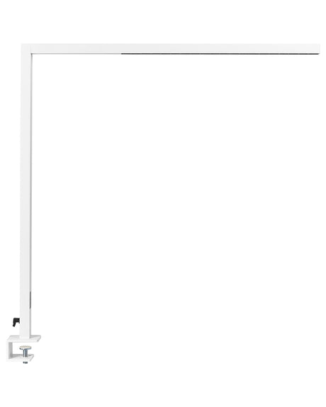 Desk LED Lamp White Metal 120 cm Aluminium with Clamp Dimmer Motion Daylight Sensor Office Study Modern Beliani