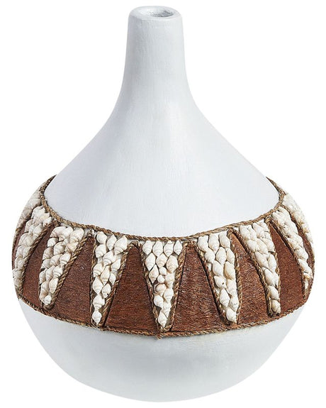 Decorative Vase White Terracotta 33 cm Handmade Rustic Pattern Boho Home Accessories Beliani