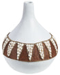 Decorative Vase White Terracotta 33 cm Handmade Rustic Pattern Boho Home Accessories Beliani