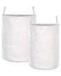 Set of 2 Storage Basket White Polyester Cotton with Drawstring Cover Laundry Bin Practical Accessories Beliani