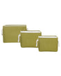 Set of 3 Storage Baskets Polyester Cotton Green Laundry Bins Organization with Handles Traditional Living Room Bedroom Beliani