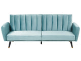 Sofa Bed Light Blue Sleeper Convertible Velvet Upholstery Elegant Glam Modern Living Room Bedroom Beliani