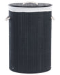 Laundry Basket Bit Black Bamboo Polyester Insert with Removable Lid Handles Modern Design Multifunctional Beliani