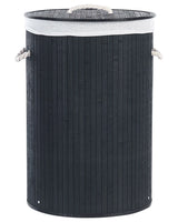 Laundry Basket Bit Black Bamboo Polyester Insert with Removable Lid Handles Modern Design Multifunctional Beliani