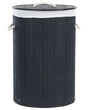 Laundry Basket Bit Black Bamboo Polyester Insert with Removable Lid Handles Modern Design Multifunctional Beliani