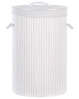 Laundry Basket Bit White Bamboo Polyester Insert with Removable Lid Handles Modern Design Multifunctional Beliani