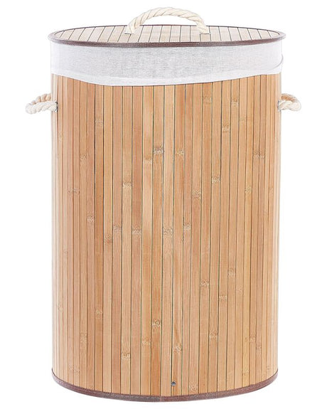 Bamboo Basket with Lid Light Wood SANNAR Beliani