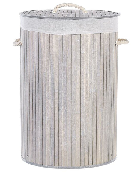 Laundry Basket Bit Grey Bamboo Polyester Insert with Removable Lid Handles Modern Design Multifunctional Beliani