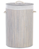 Laundry Basket Bit Grey Bamboo Polyester Insert with Removable Lid Handles Modern Design Multifunctional Beliani
