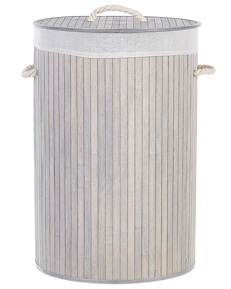 Laundry Basket Bit Grey Bamboo Polyester Insert with Removable Lid Handles Modern Design Multifunctional Beliani