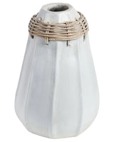 Decorative Vase White Terracotta Stonewear Natural Style Home Decor For Dried Flowers  Beliani