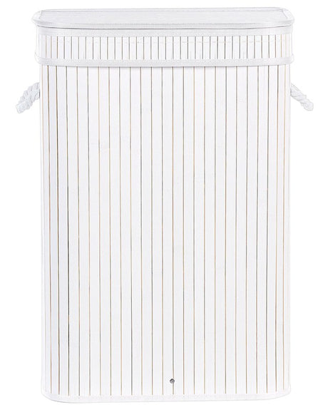 Laundry Basket Bit White Bamboo Polyester Insert with Removable Lid Handles Modern Design Multifunctional Beliani