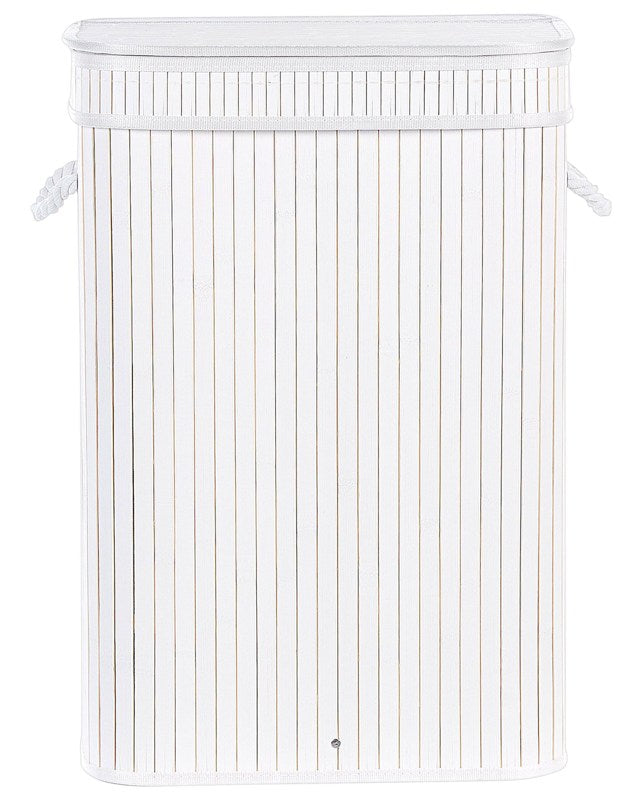 Laundry Basket Bit White Bamboo Polyester Insert with Removable Lid Handles Modern Design Multifunctional Beliani