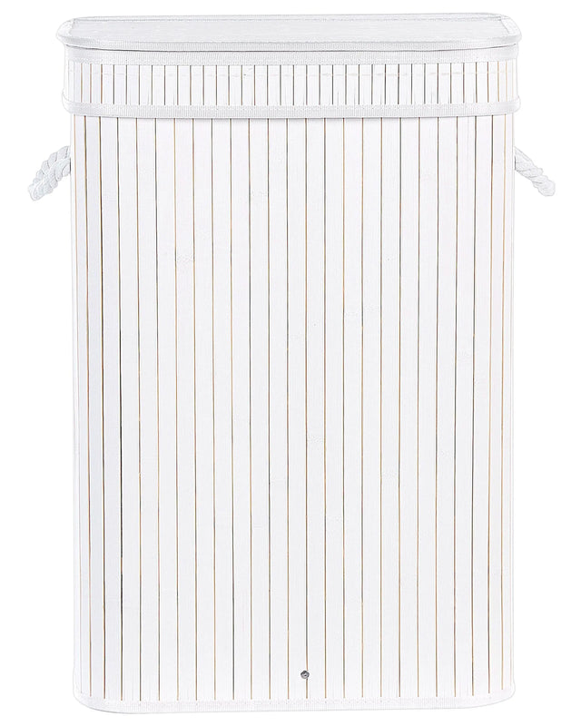 Laundry Basket Bit White Bamboo Polyester Insert with Removable Lid Handles Modern Design Multifunctional Beliani