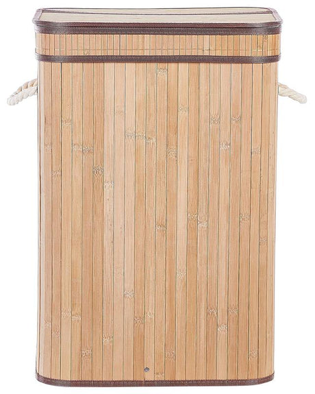 Laundry Basket Bit Light Wood Bamboo Polyester Insert with Removable Lid Handles Modern Design Multifunctional Beliani