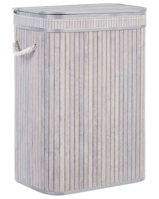 Laundry Basket Bit Grey Bamboo Polyester Insert with Removable Lid Handles Modern Design Multifunctional Beliani