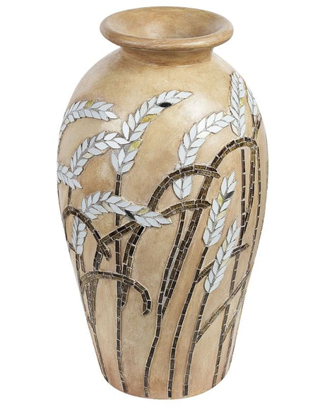 Decorative Vase Beige Terracotta 54 cm Handmade Floral Pattern Rustic Pattern Boho Home Accessories Beliani