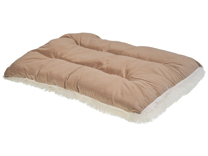 Pet Bed Beige Velvet Polyester 60 x 45 cm Rectangular Soft Cushion for Dogs Animals Beliani