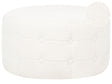 Footstool White Boucle Round Pouffe Button Tufted Upholstery Glam Ottomane Living Room Furniture Beliani