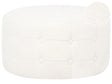 Footstool White Boucle Round Pouffe Button Tufted Upholstery Glam Ottomane Living Room Furniture Beliani