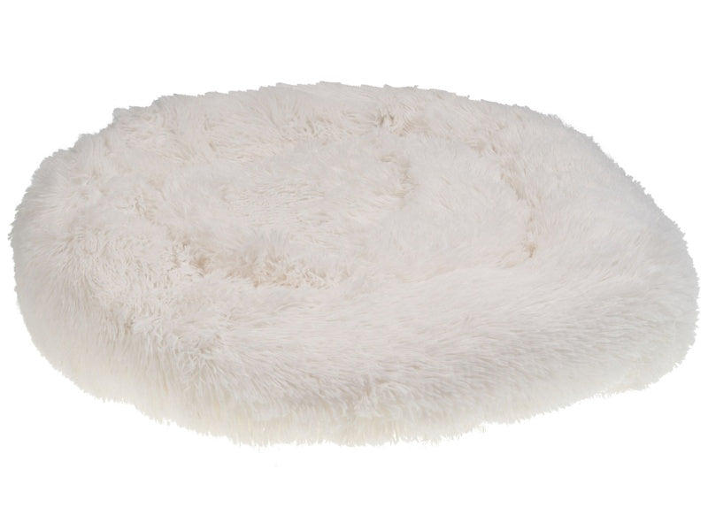 Pet Bed White Faux Fur ø 50 cm Round Dog Cat Soft Plushy Furry Cuddler Cushion  Beliani