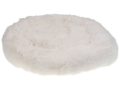 Pet Bed White Faux Fur ø 50 cm Round Dog Cat Soft Plushy Furry Cuddler Cushion  Beliani