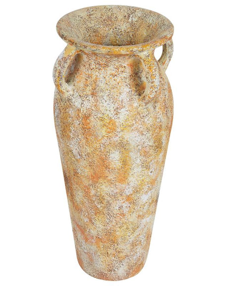 Decorative Vase Multicolour Terracotta 50 cm Handmade Painted Floor Tall Retro Vintage-inspired Design Beliani