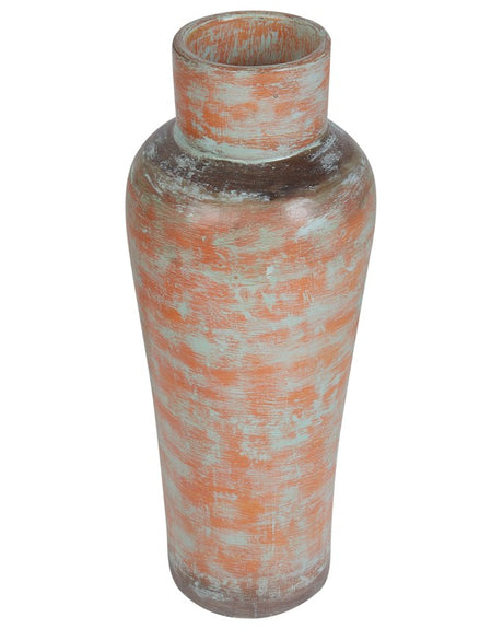 Decorative Vase Gold and GreenTerracotta Earthenware Faux Aged Distressed Finish Natural Style For Dried Flowers  Beliani