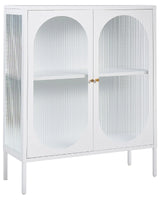 Office Cabinet White Steel 90 x 35 x 111 cm Metal 2 Doors Glass Front and Sides Display  Beliani