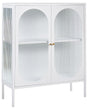 Office Cabinet White Steel 90 x 35 x 111 cm Metal 2 Doors Glass Front and Sides Display  Beliani