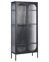 Office Cabinet Black Steel 80 x 35 x 181 cm Metal 2 Doors Glass Front and Sides Display  Beliani