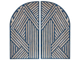 Wall Dcor Window Shaped Dark Blue MDF Carved Pattern Modern Minimalist  Beliani