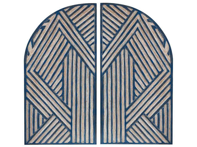 Wall Dcor Window Shaped Dark Blue MDF Carved Pattern Modern Minimalist  Beliani