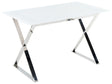 Dining Table White and Silver Tempered Glass and Metal Legs Glossy Finish 120 x 70 cm Rectangular Glam Beliani