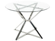 Dining Table Transparent and Silver Tempered Glass and Metal Legs  105 cm Glossy Finish Rectangular Glam Beliani